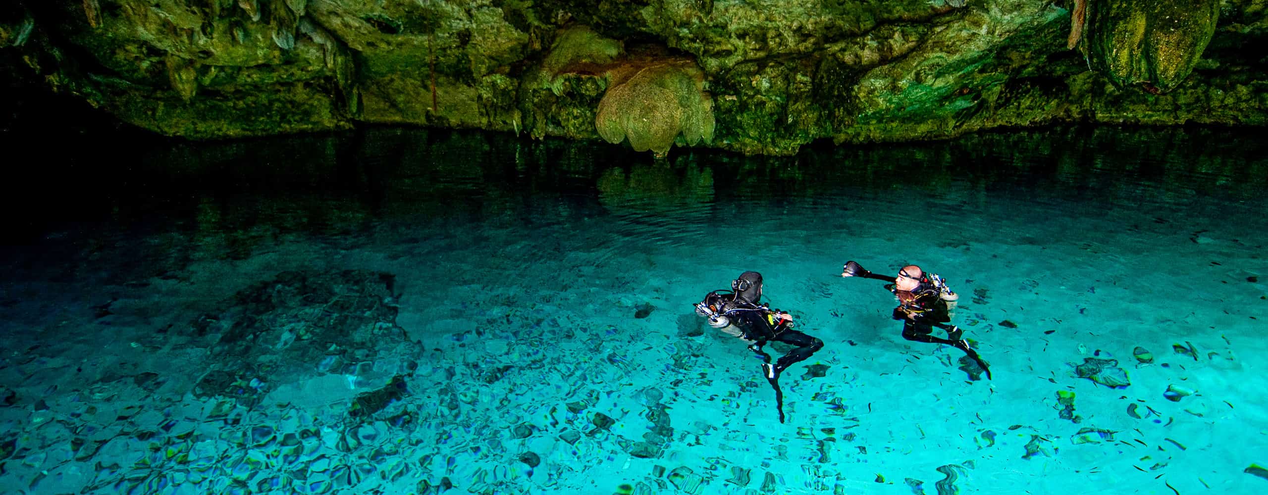 Scuba Diving In A Cenote, Mexico